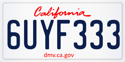 CA license plate 6UYF333