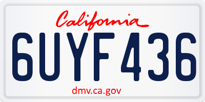 CA license plate 6UYF436