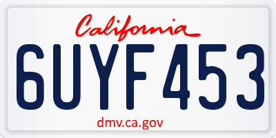 CA license plate 6UYF453