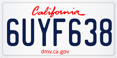 CA license plate 6UYF638