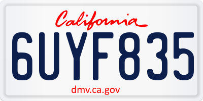 CA license plate 6UYF835