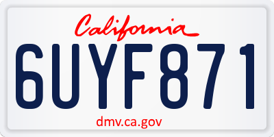 CA license plate 6UYF871