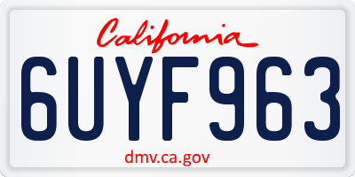 CA license plate 6UYF963