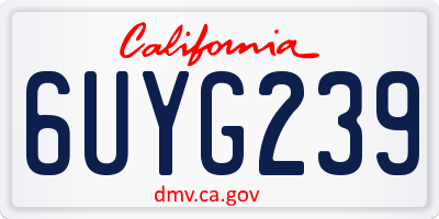 CA license plate 6UYG239