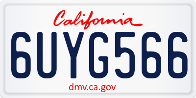 CA license plate 6UYG566