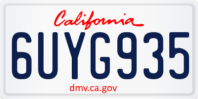 CA license plate 6UYG935