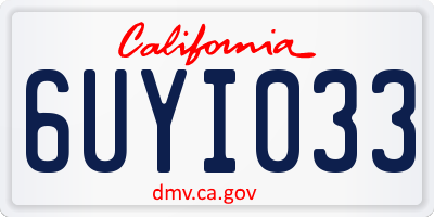 CA license plate 6UYI033