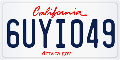 CA license plate 6UYI049