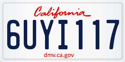 CA license plate 6UYI117