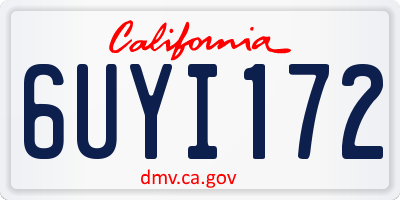 CA license plate 6UYI172