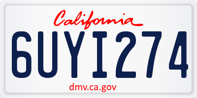 CA license plate 6UYI274