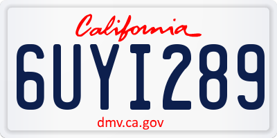 CA license plate 6UYI289