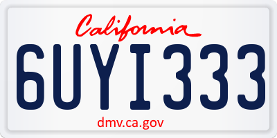CA license plate 6UYI333