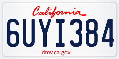 CA license plate 6UYI384