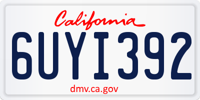 CA license plate 6UYI392