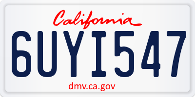 CA license plate 6UYI547