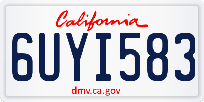 CA license plate 6UYI583