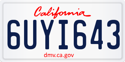 CA license plate 6UYI643