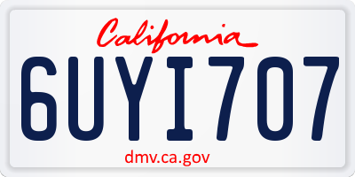 CA license plate 6UYI707