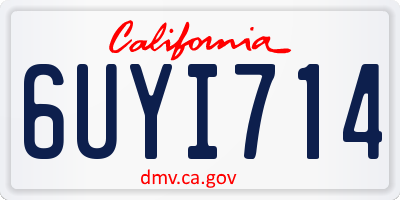 CA license plate 6UYI714