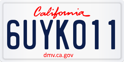 CA license plate 6UYK011