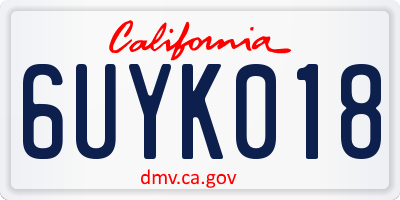 CA license plate 6UYK018