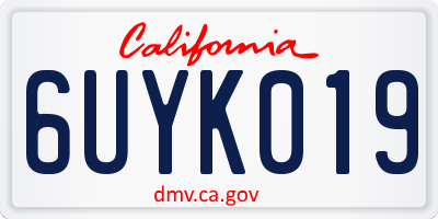 CA license plate 6UYK019