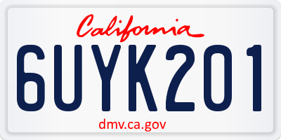 CA license plate 6UYK201