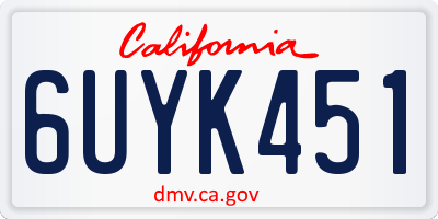 CA license plate 6UYK451
