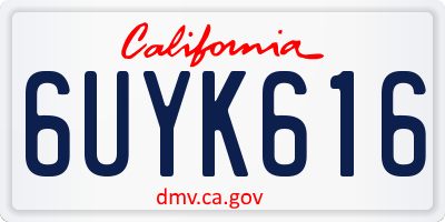 CA license plate 6UYK616