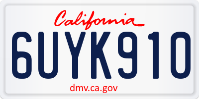 CA license plate 6UYK910
