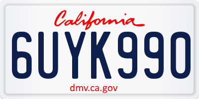CA license plate 6UYK990