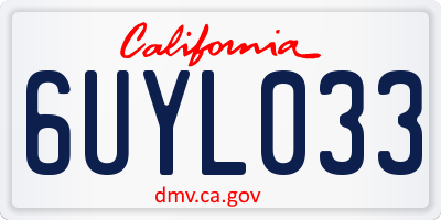 CA license plate 6UYL033