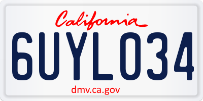 CA license plate 6UYL034