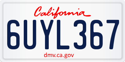 CA license plate 6UYL367