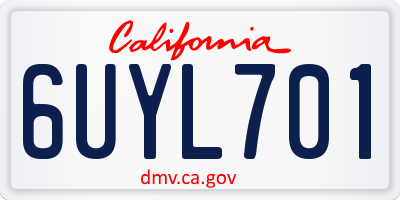 CA license plate 6UYL701
