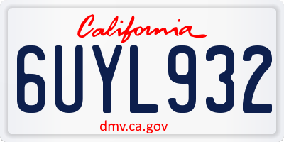CA license plate 6UYL932