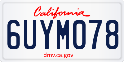 CA license plate 6UYM078