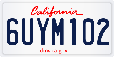 CA license plate 6UYM102