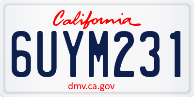 CA license plate 6UYM231
