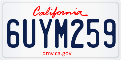 CA license plate 6UYM259
