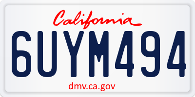 CA license plate 6UYM494