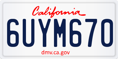 CA license plate 6UYM670