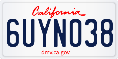 CA license plate 6UYN038