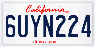 CA license plate 6UYN224