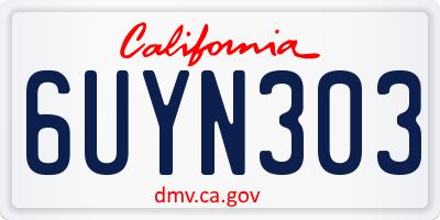 CA license plate 6UYN303