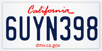 CA license plate 6UYN398