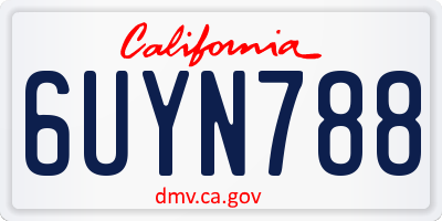 CA license plate 6UYN788
