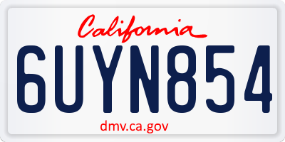 CA license plate 6UYN854