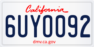 CA license plate 6UYO092